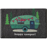 Happy Camper Funny Door Mat Rug Welcome Mat for Front Door, RV Camper Door Mat Outdoor